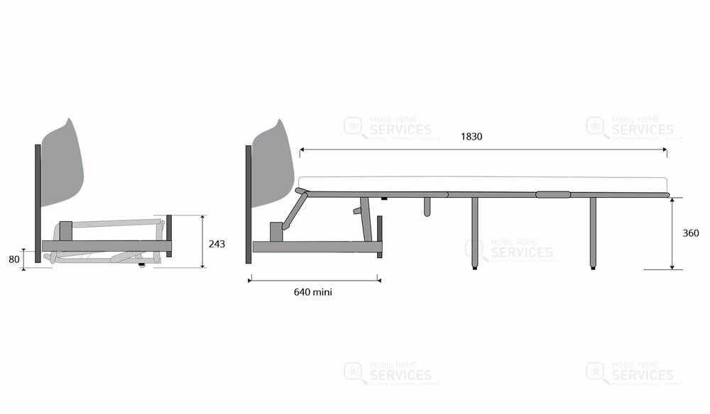 MECANISME BANQUETTE 3 PLIS L120