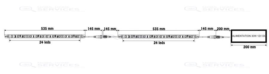 2 BANDEAUX LED 51CM+TRANSFO