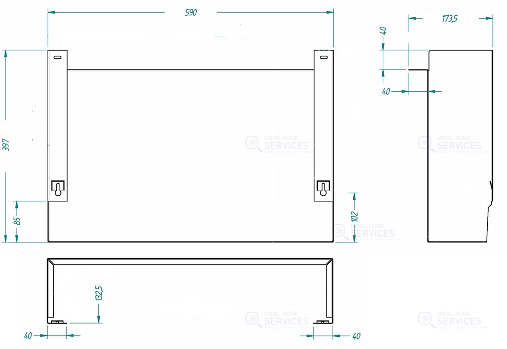 CACHE TUYAU MEUBLE SOUS VASQUE 590X173,5X397