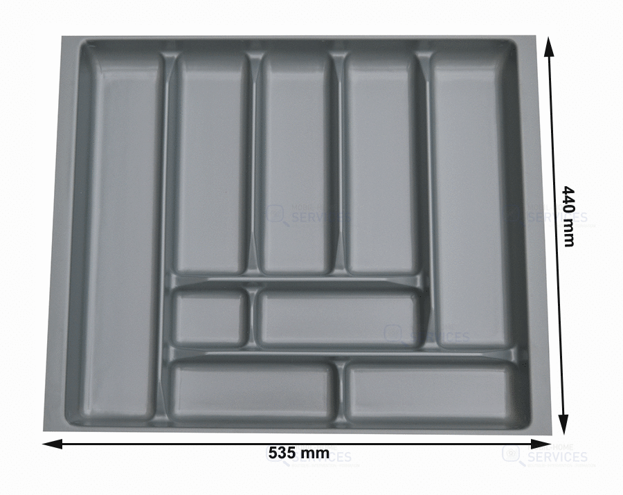 RANGE COUVERTS PLASTIQUE GRIS 535X440